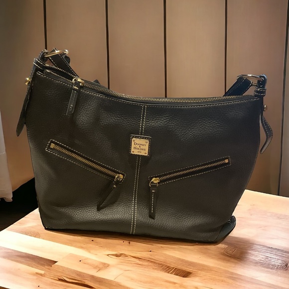 DOONEY & BOURKE Vintage Pebble Leather Hobo Bag - Black - Picture 2 of 5